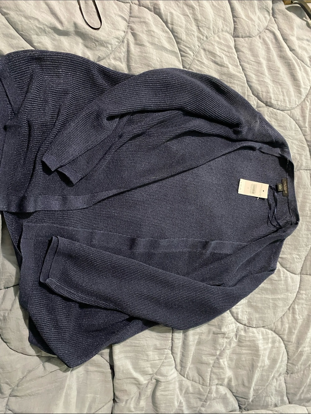 Ann Taylor Men's Navy Open-Front Knit Cardigan